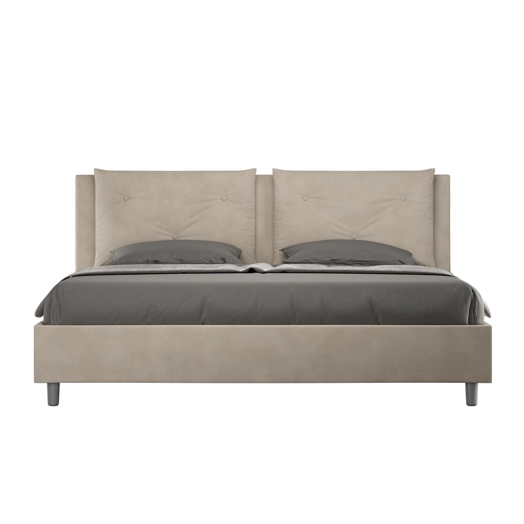BS COM Letto contenitore imbottito 180x210 microfibra sabbia