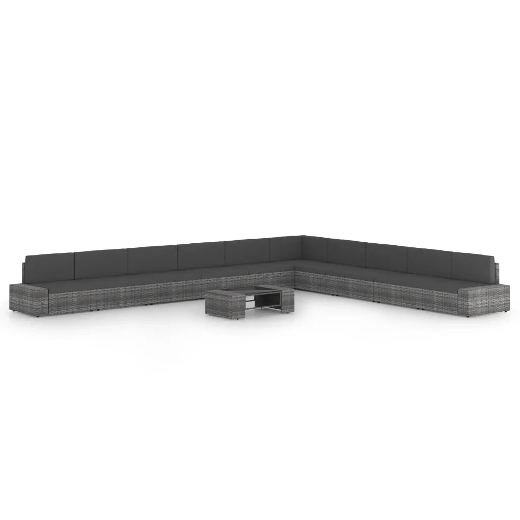 Set Divani da Giardino 11 pz con Cuscini in Polyrattan Grigio cod mxl 36114