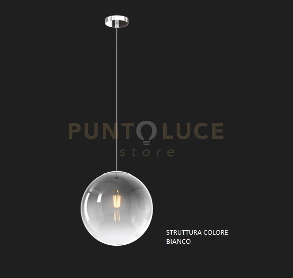 SOSPENSIONE BIANCO 1 LUCE VETRO MEDIO FUME' 1194BI-S25-FU
