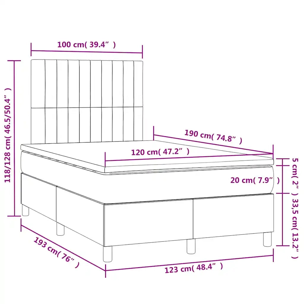 Letto a Molle con Materasso e LED Nero 120x190 cm in Tessuto 3270213