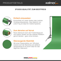 Sfondo fotografico in cartoncino verde croma 2,60x10 m, Backdrop foto antiriflesso e resistente, per studi fotografici