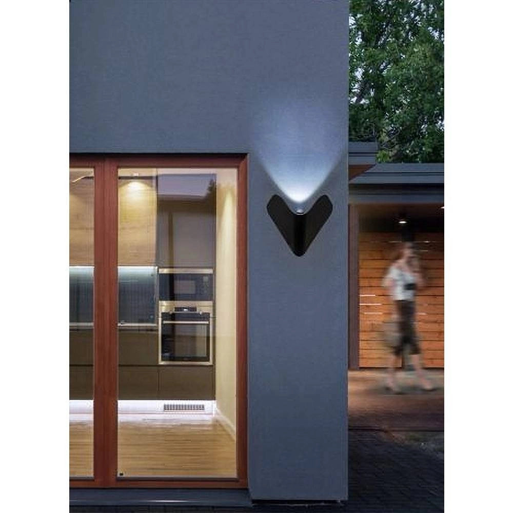 Trade Shop - Applique Led Esterno Parete 12 W Alluminio Nero Luce Fredda Calda Naturale Es61 - -bianco Freddo      -