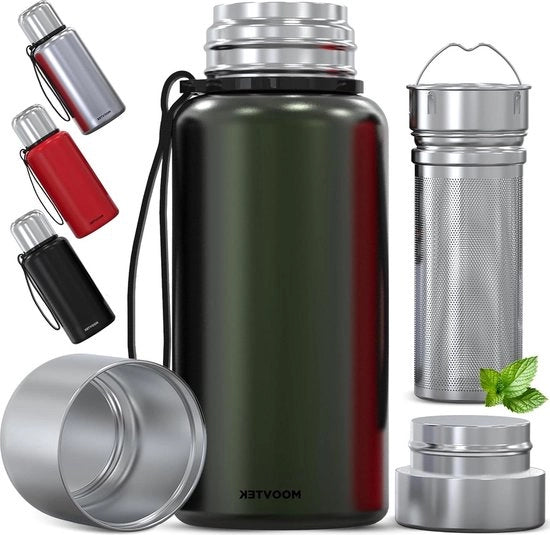 Termos con filtro e doppio vaso - acciaio inossidabile 304 - 600 ml - termos con filtro - tè caffè acqua - verde