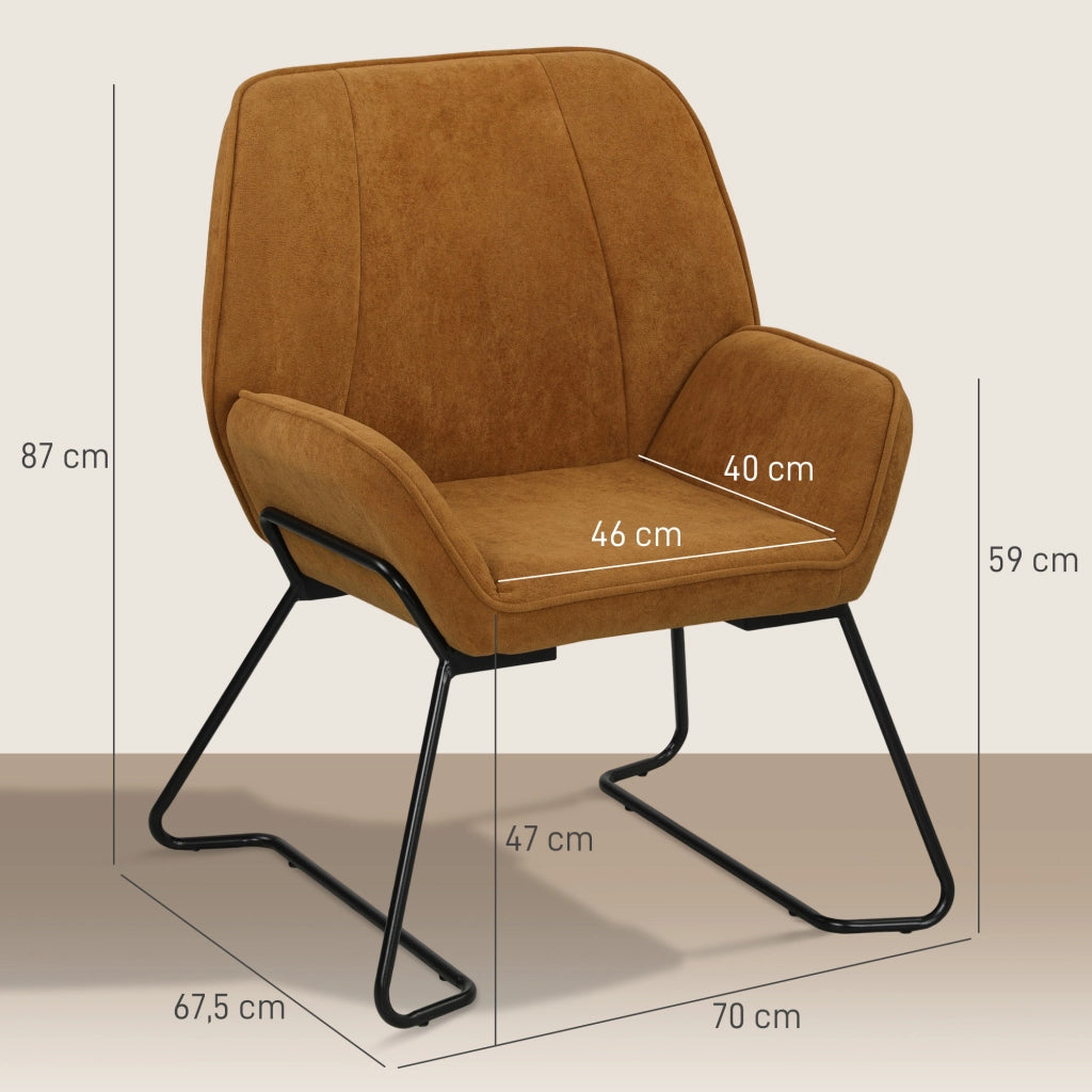 Poltrona in velluto marrone ¨C Xylo ¨C Seduta larga imbottita con gambe in metallo