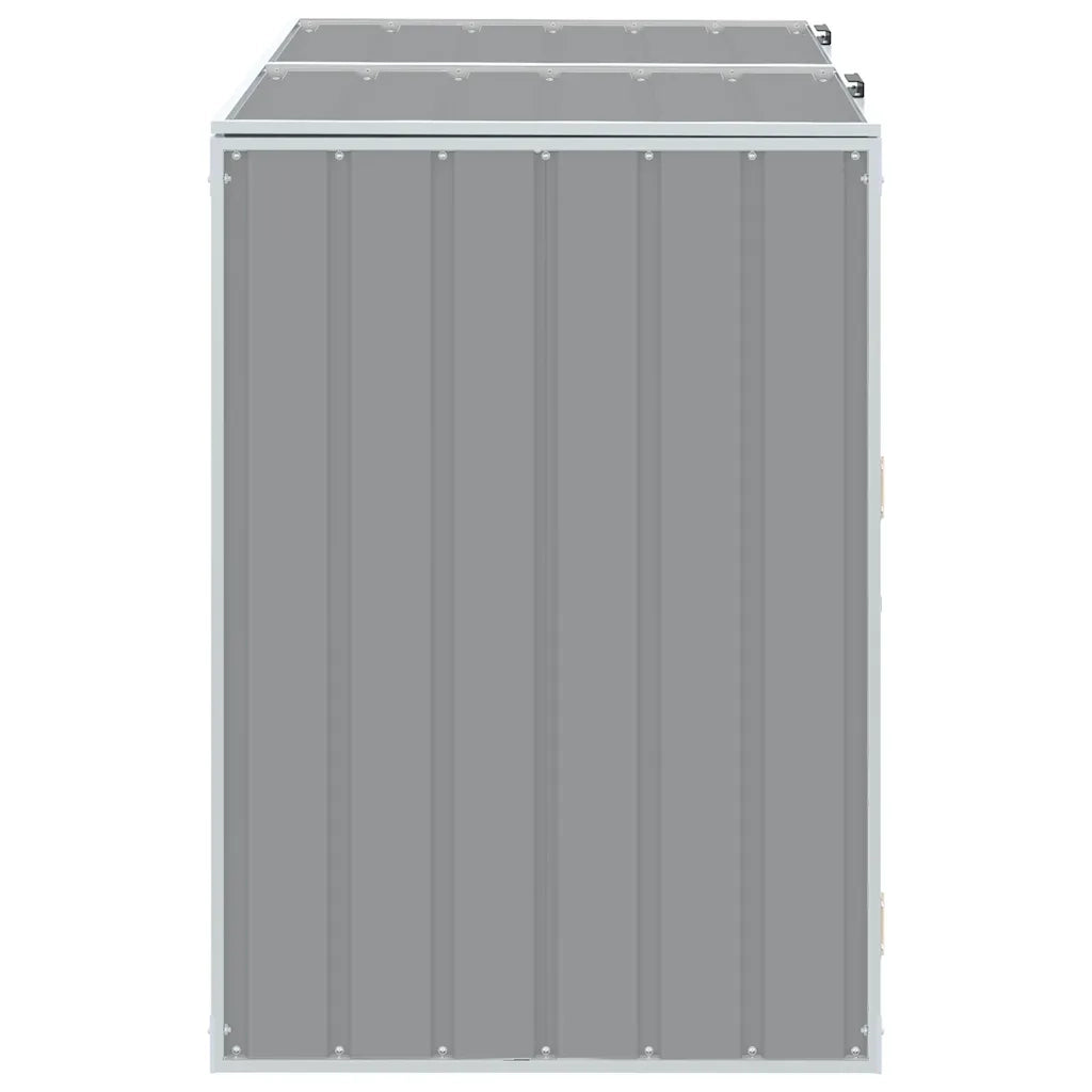 vidaXL Copribidone con Ruote per 2 Bidoni Grigio 144x81x113 cm Acciaio