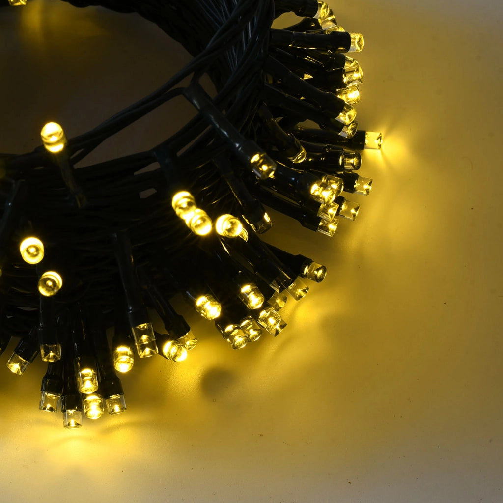 CATENA LUMINOSA 480 LED LUCE CALDA INTERMITTENTE CAVO VERDE 14,4M - ILLUMINAZIONE FESTIVA A BASSA TENSIONE CON TIMER E PROLUNGABILE