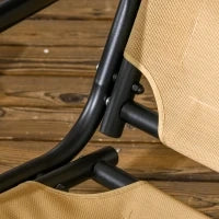 Dondolo 2 Posti in Acciaio e tessuto Teslin con Tettuccio Regolabile e Cuscini, 138x106x174 cm, Beige