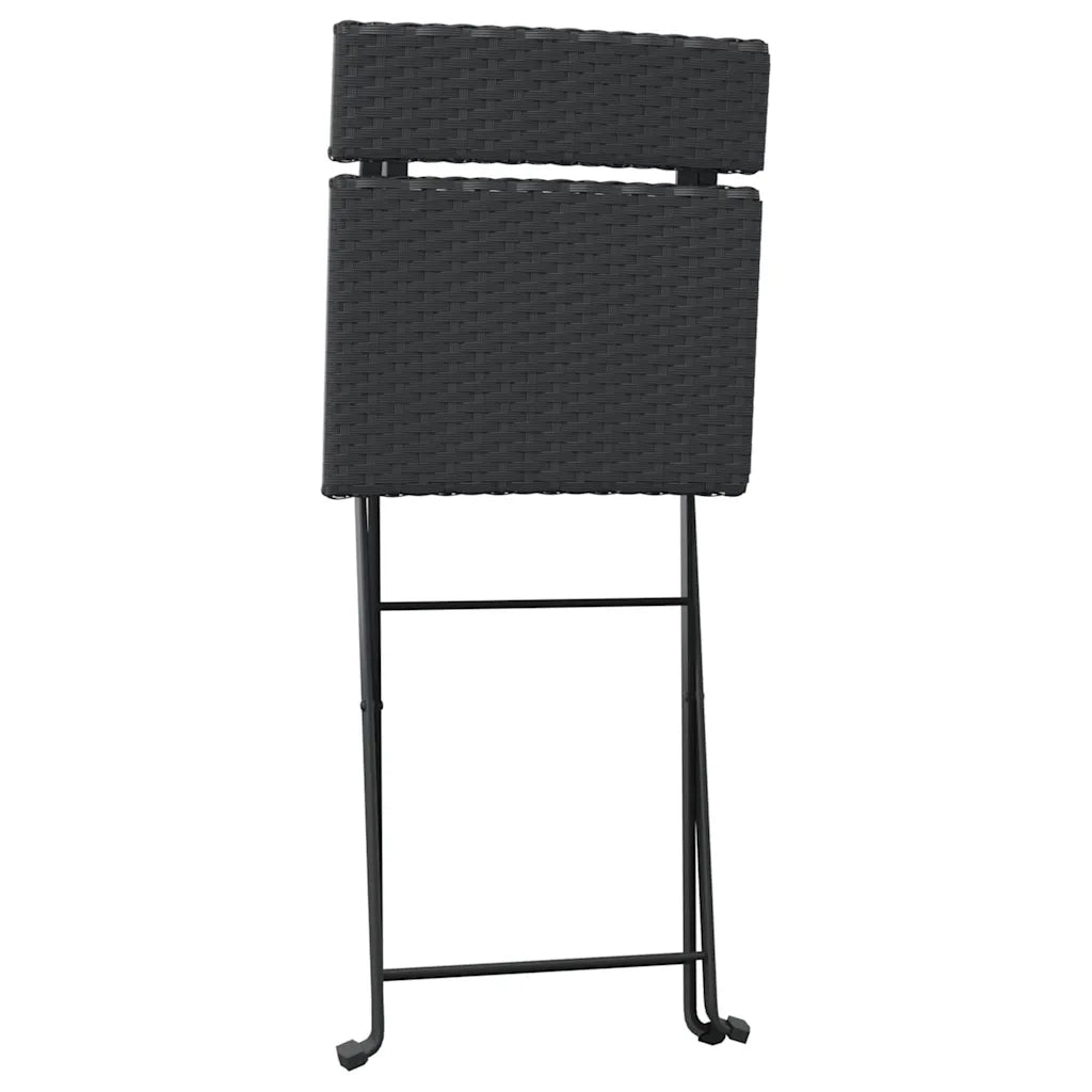Set Pieghevole da Bistr¨° 3 pz | Set Salotto da Giardino Nero in Polyrattan