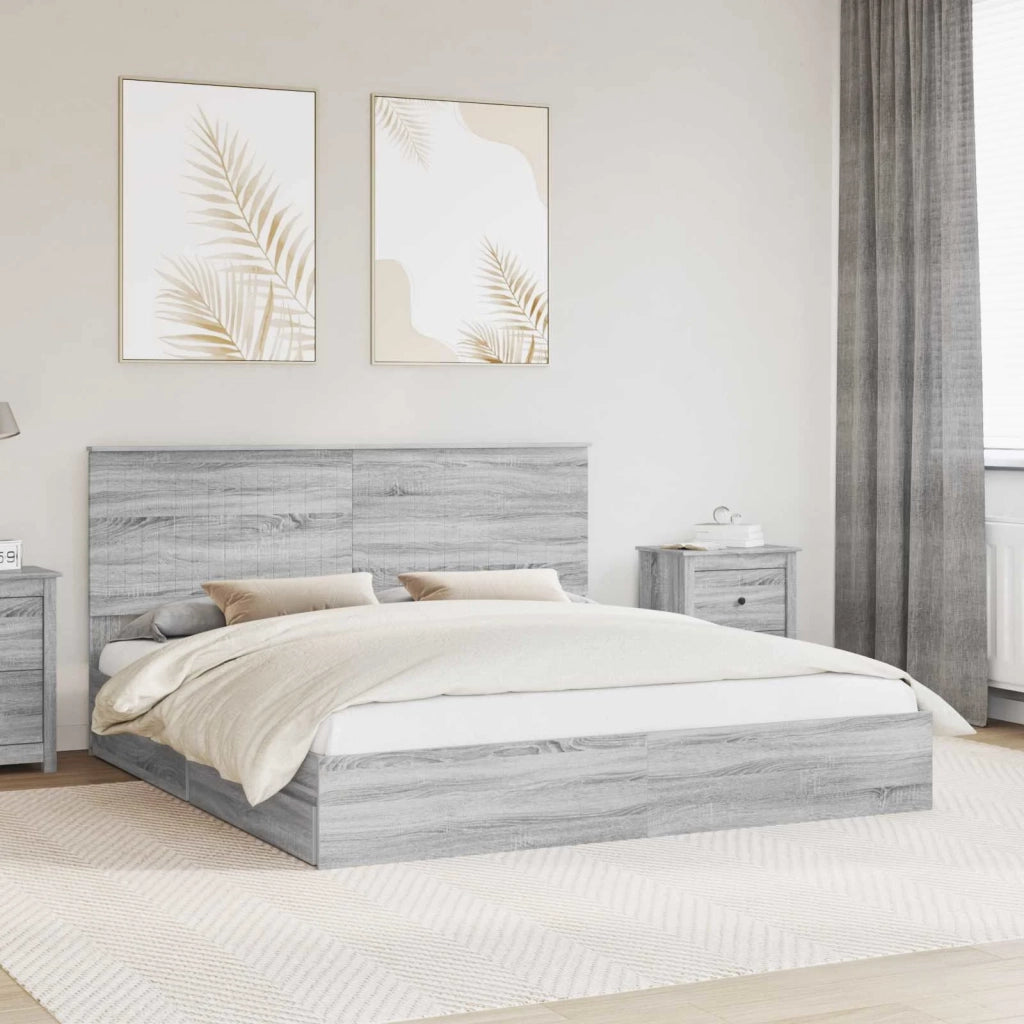 Letto con Contenitore con testiera-Struttura Letto con contenitore Grigio Sonoma 180 x 200 cm 514969