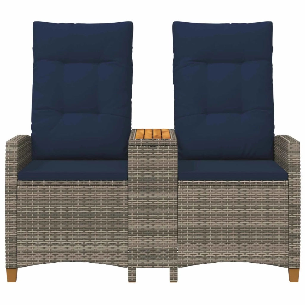 Panchina reclinabile con tavolo Grigio e Blu Navy polyrattan 42026817