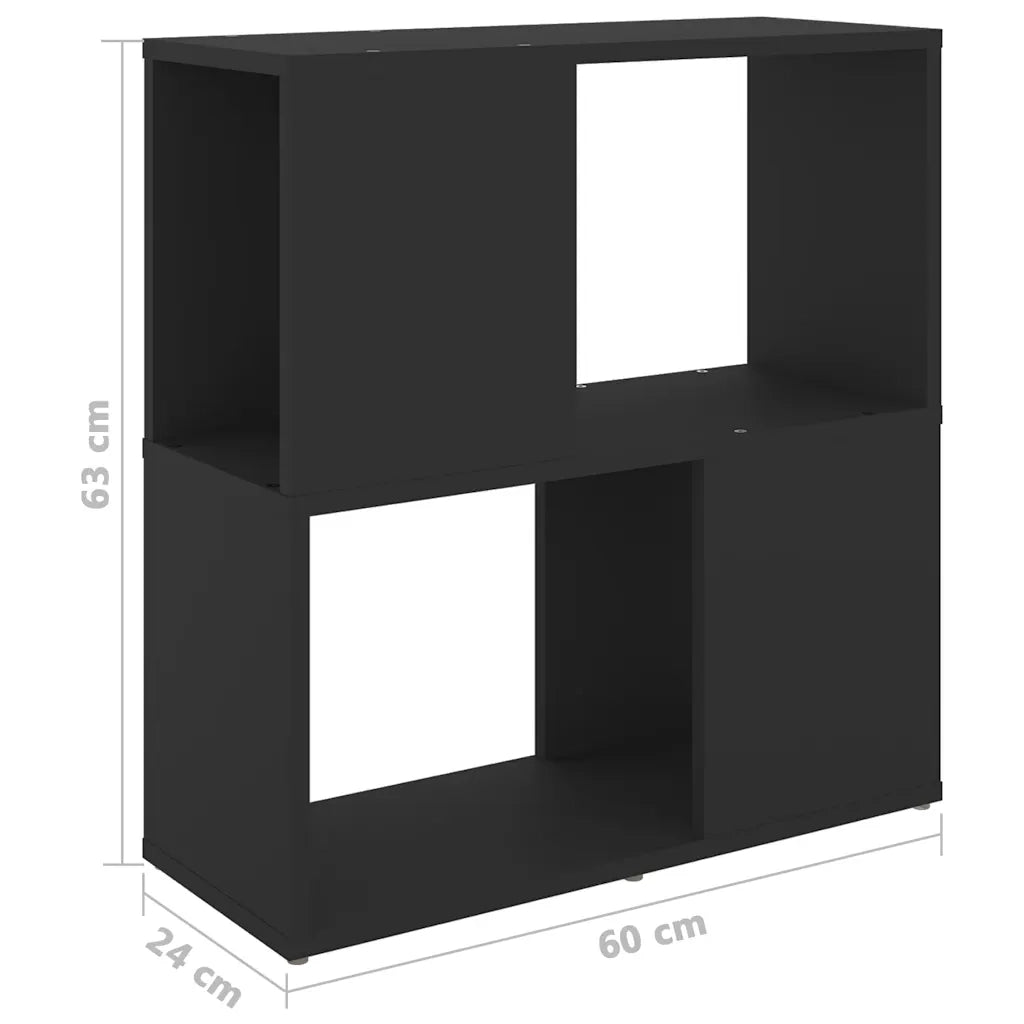 Libreria-Scaffale per Libri-Mobile di Stoccaggio Nera 60x24x63 cm in Truciolato