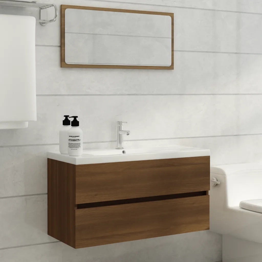 Mobile Lavabo Rovere Marrone 90x38,5x45 cm in Legno Multistrato 815656