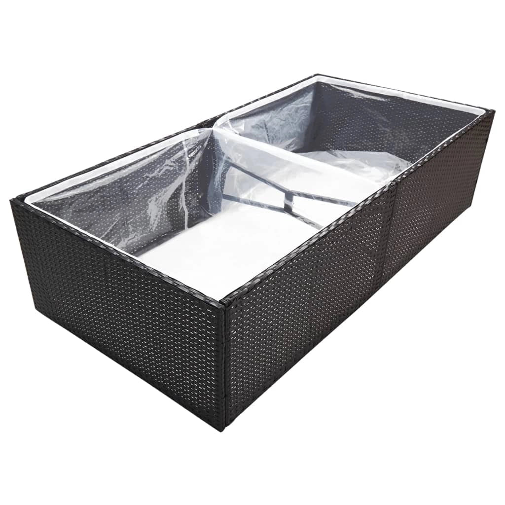Vassoio per fioriera aiuola rialzata piante fiori terrazza giardino 157 x 80 x 40 cm Resina intrecciata nera 02_0037451