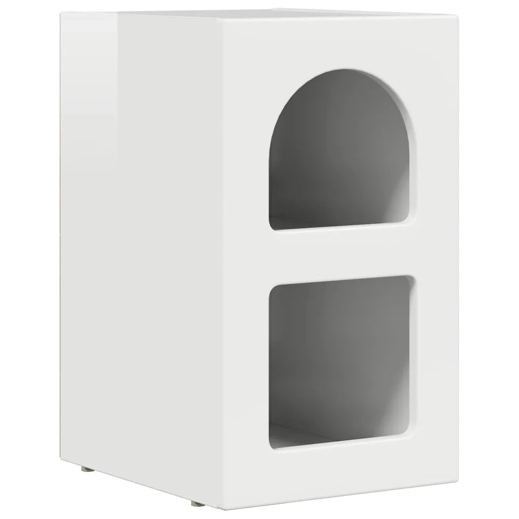 Comodino 2 pz-Set di 2 Tavolino da notte Bianco Lucido 29.5 x 35 x 50 cm