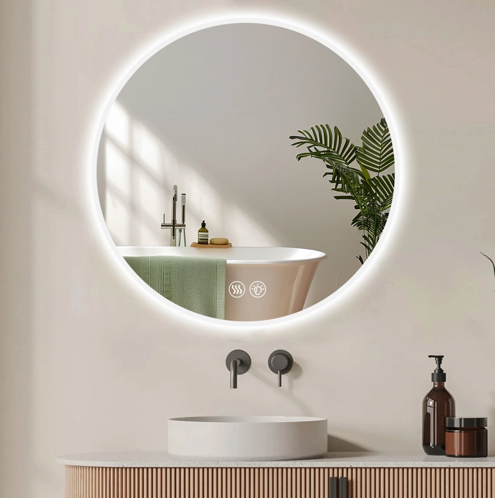 Specchio da bagno LED rotondo ? 70 cm con antiappannamento e luce dimmerabile
