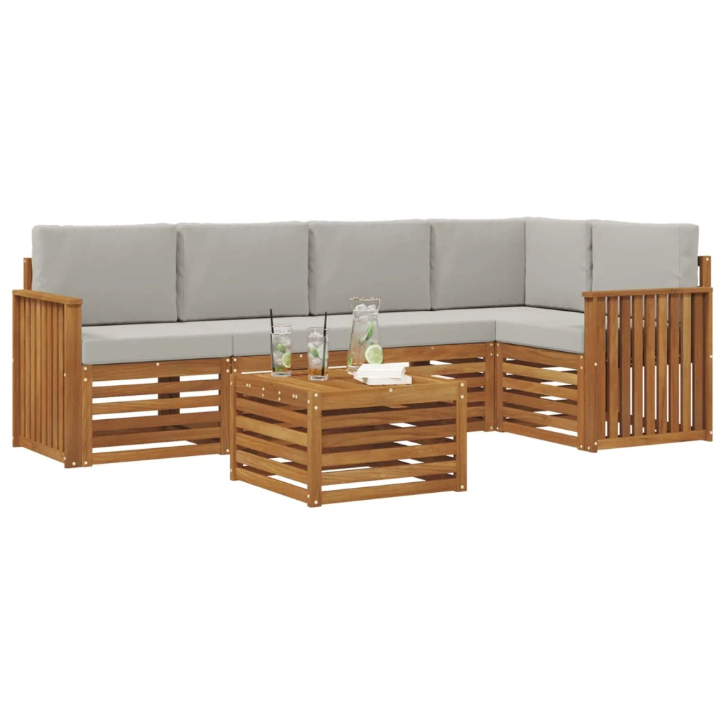 Set divano sezionale con cuscino 6 pcs Grigio Naturale e Chiaro 3374846
