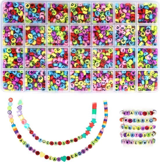 Kit di Lettere - 1400 pezzi Alfabeto e Smiley per la Creazione di Gioielli