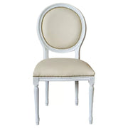 Sedia shabby legno imbottita ecopelle beige 50x47x100 - Mobili 2G