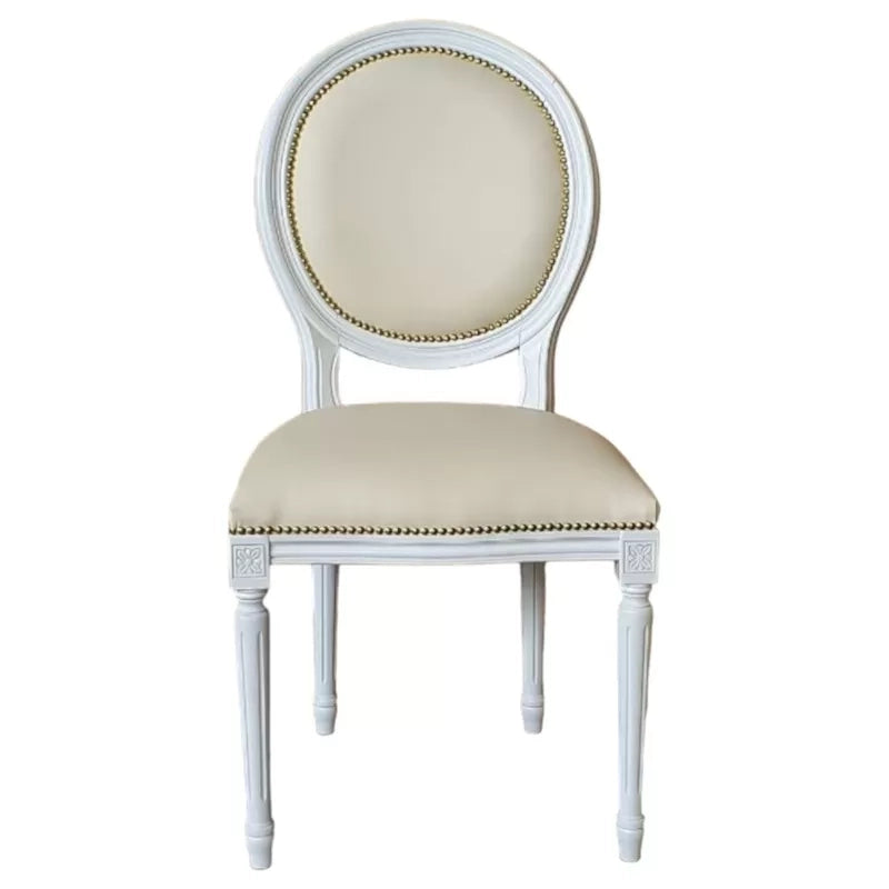 Sedia shabby legno imbottita ecopelle beige 50x47x100 - Mobili 2G