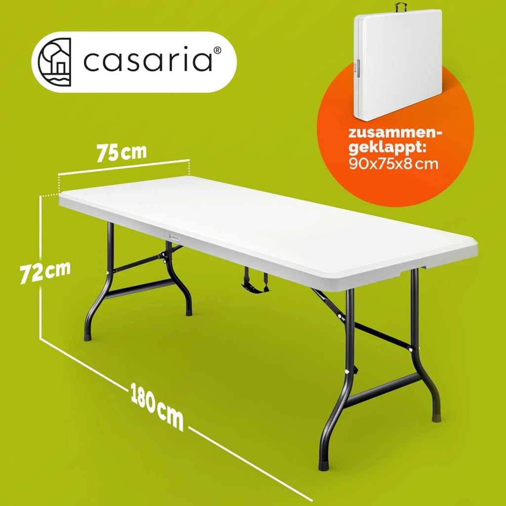 Set da 2 Tavoli da Giardino 183x76 cm Pieghevole Resistente Maniglia Trasporto in Plastica Balcone Terrazza Campeggio