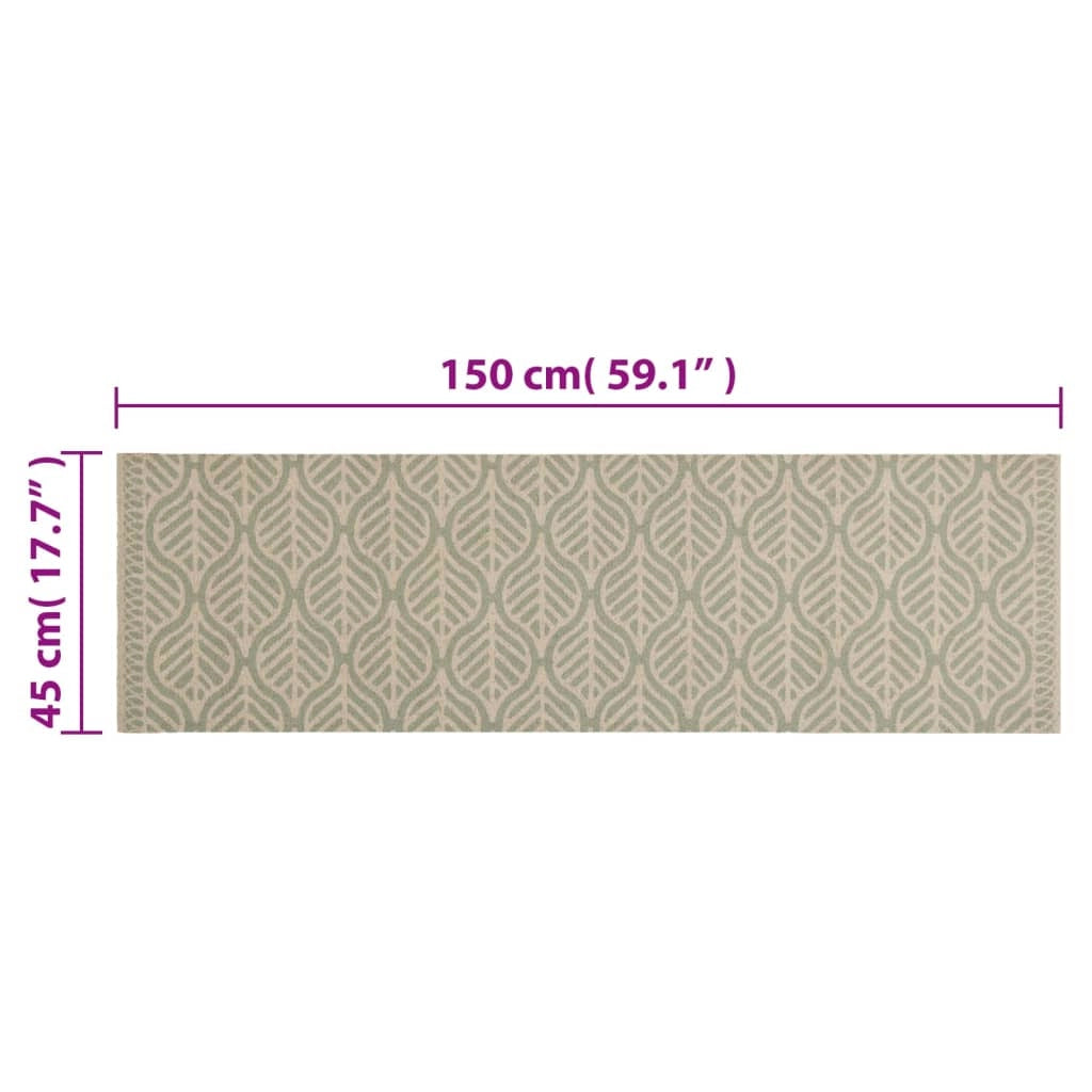 Tappetino da cucina lavabile con stampa a foglie 150 x 45 cm antiscivolo morbido elegante finitura in velluto verde 02_0056471