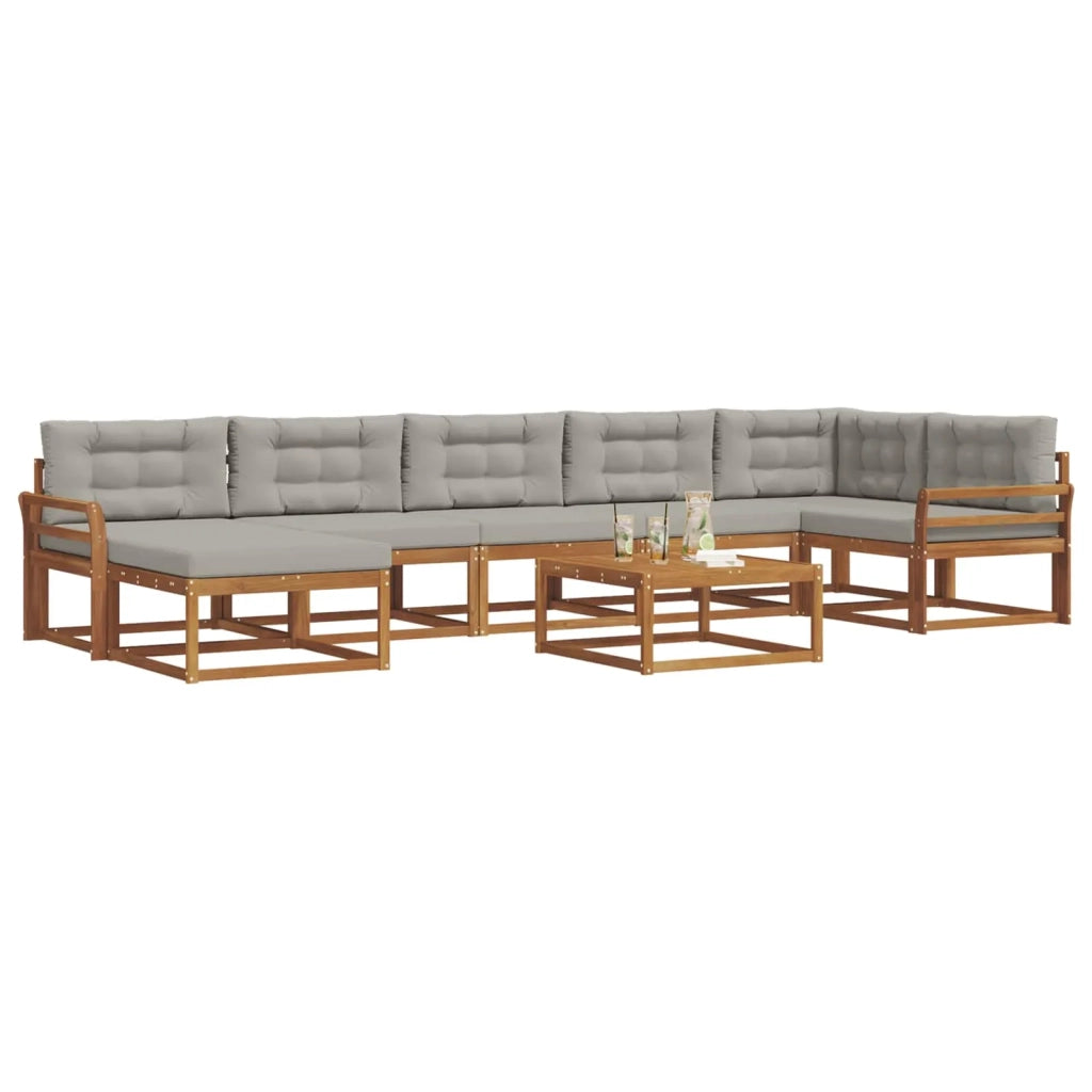 Set di divani da esterno 8 pcs Grigio Naturale e Chiaro 3367929