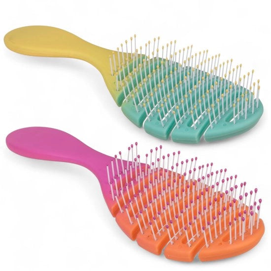 Set di 2 Spazzole per Capelli Flessibili con Disegno a Vento