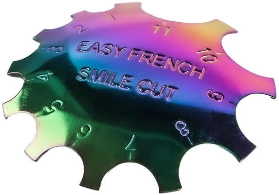Stencil per unghie in acciaio inossidabile - Disegno a forma di linea di sorriso per strumenti per unghie - Strumento per manicure - Stencil per unghie - Stencil per unghie con forma di linea di sorriso - Unghie francesi perfette - Arte dell'unghia