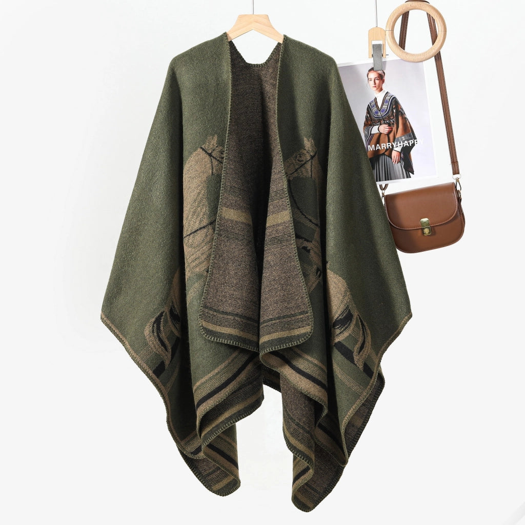 Sciarpa grande, semplice ma sofisticata, in stile etnico delle praterie, mantella, sciarpa in cashmere