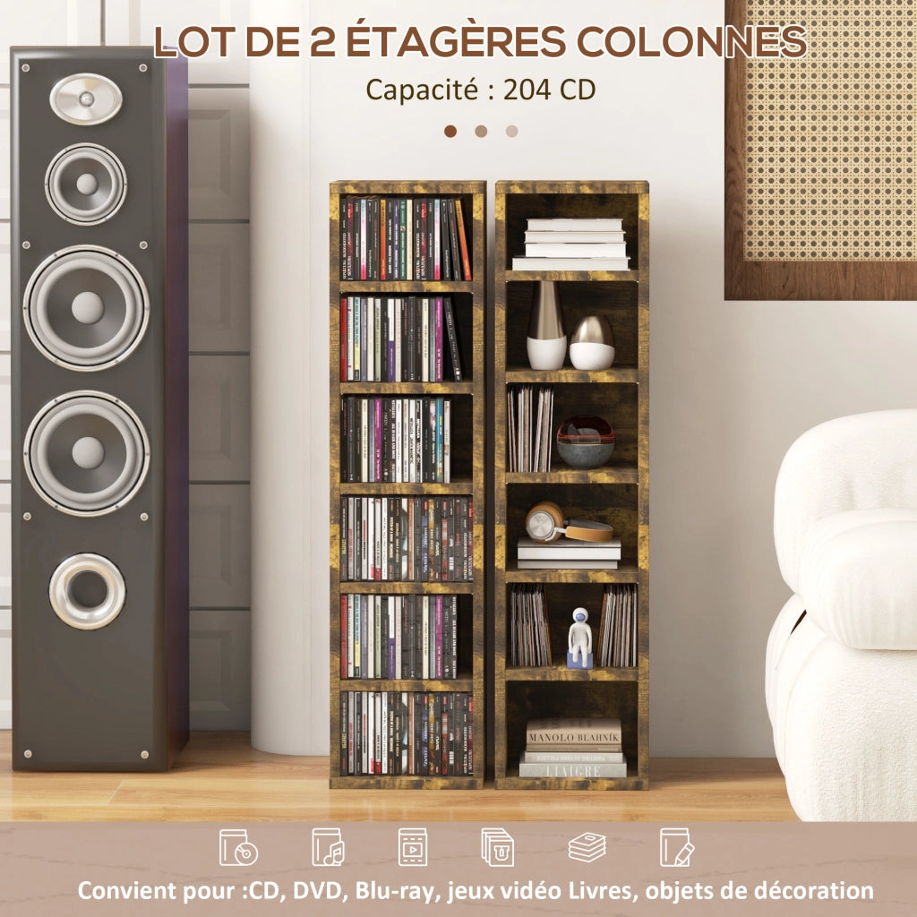 Armadio per CD con 12 compartimenti ¨C zephmum ¨C marrone 21x22.5x88.5 cm