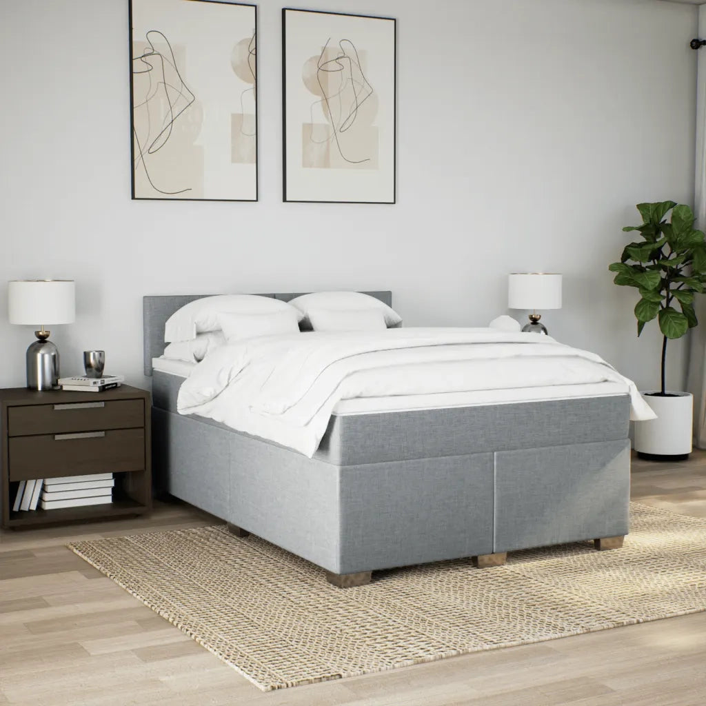 Giroletto a Molle con Materasso Grigio Chiaro160x200 cm Tessuto