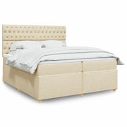 Giroletto a Molle con Materasso Crema 200x200 cm in Tessuto