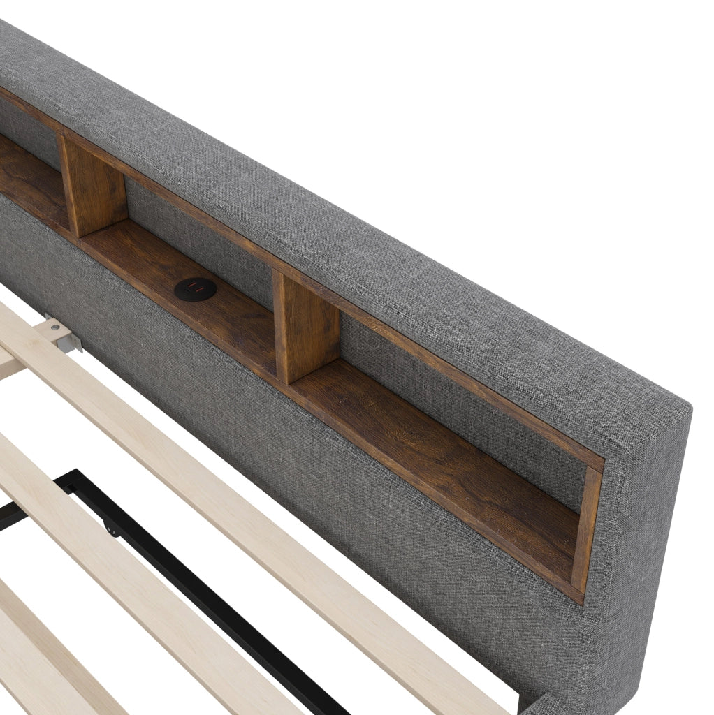 Letto estraibile 140x200 cm con LED, USB-C e vani portaoggetti