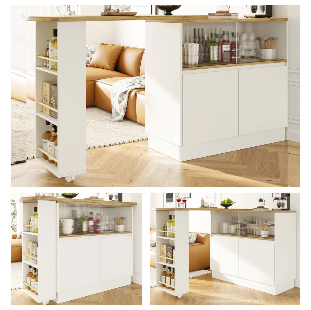 Credenza bar girevole 360° bianca in MDF