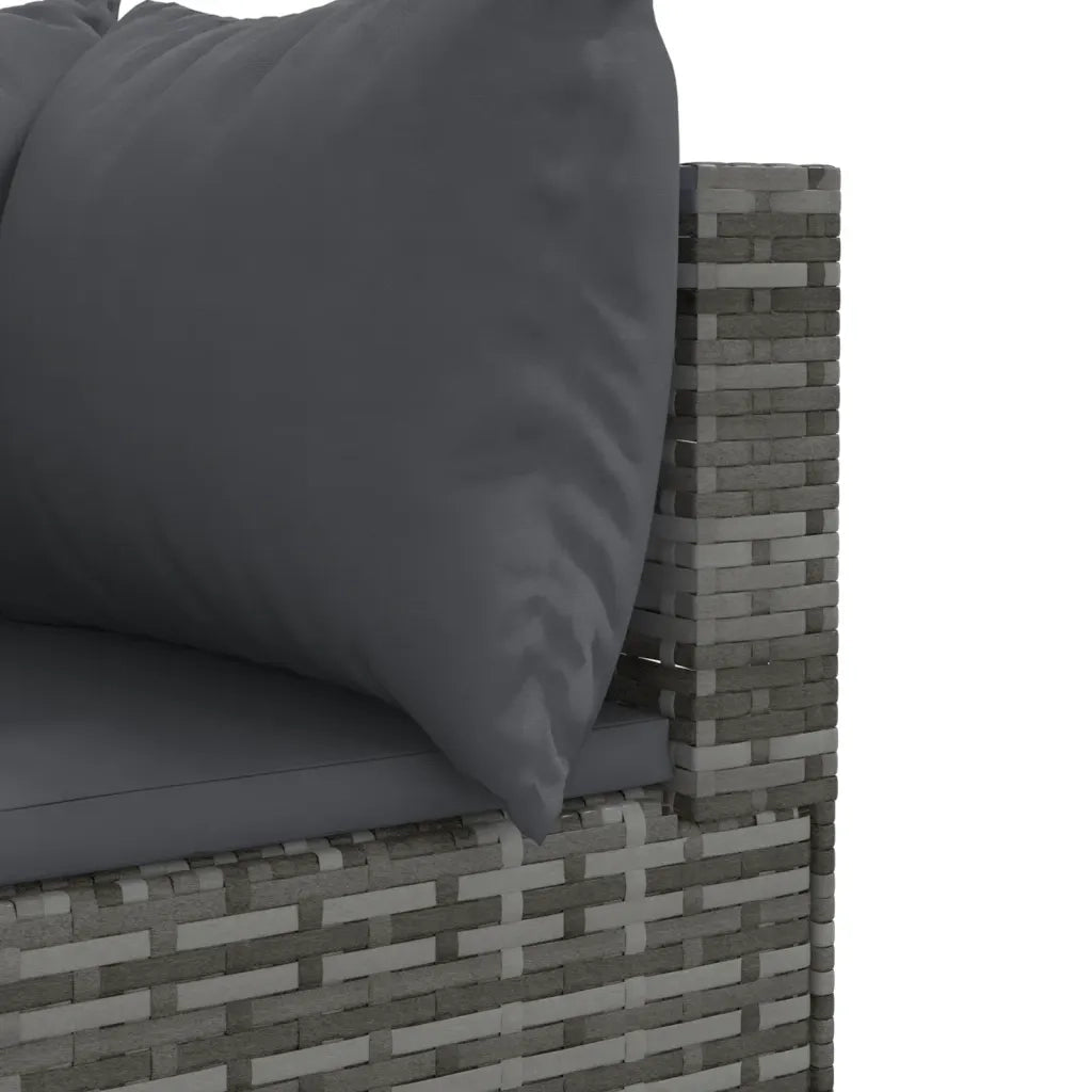 Set Divano da Giardino 10 pz con Cuscini Grigio in Polyrattan