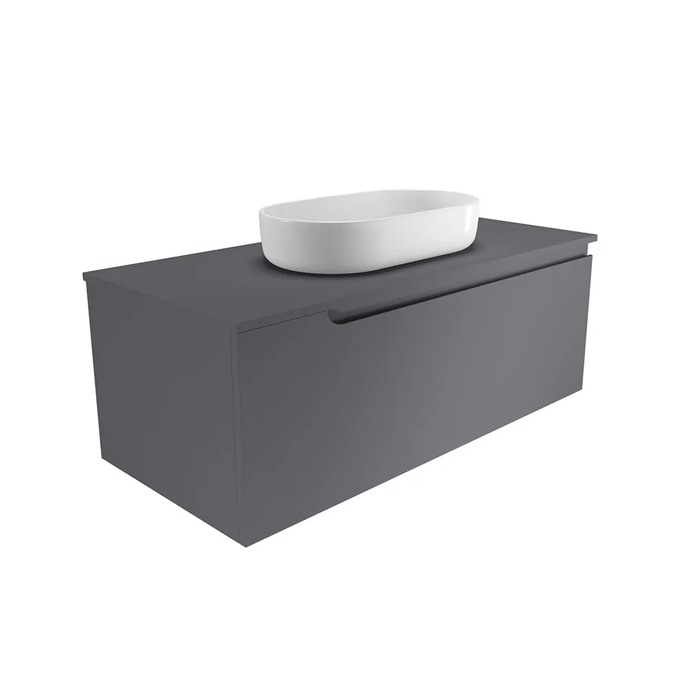 Mobile bagno sospeso 120 cm un cassetto grigio opaco con top | Ardenne