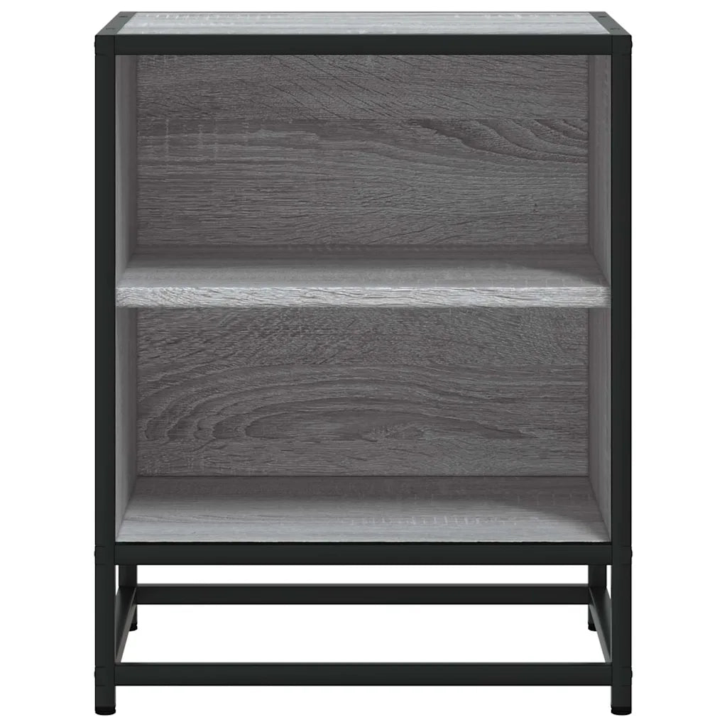 Comodino Grigio Sonoma 40x31x50 cm Legno Multistrato e Metallo