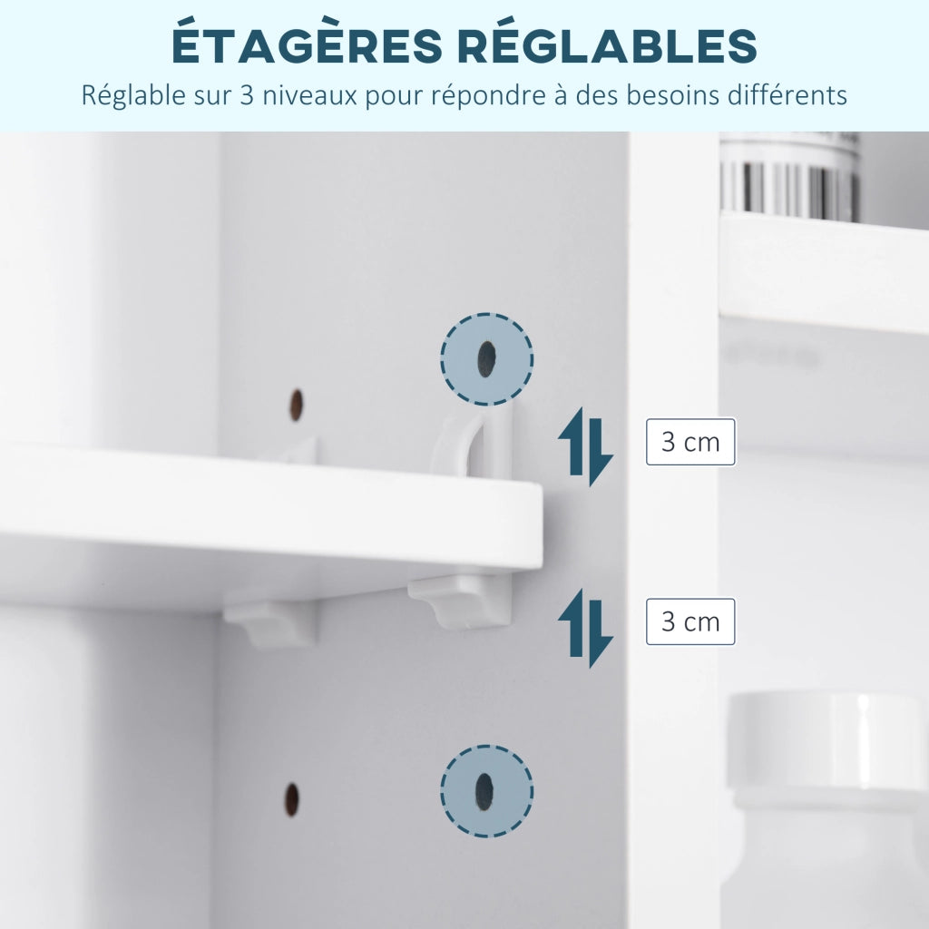 Mobile bagno con specchio e ripiani ¨C zephmum ¨C 100x15x70 cm bianco
