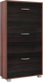 Scarpiera Mobile per Scarpe Legno Marrone 3 Scompartimenti 115x60x24 cm Scaffale Salvaspazio