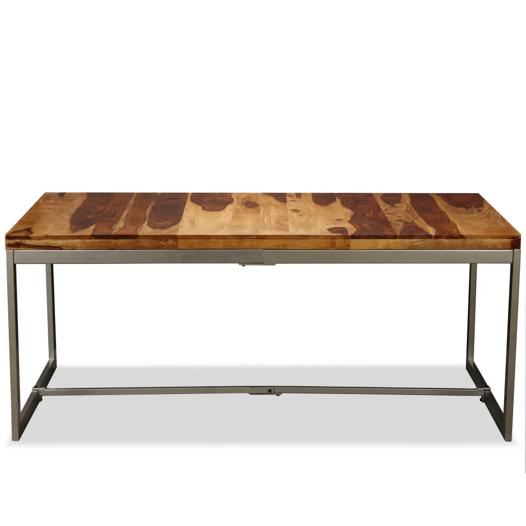 Tavolo da Pranzo in Legno Massello di Acacia e Acciaio 180 cm 244797