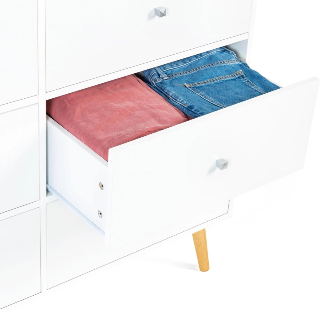 EMMIE 110 cm Cassettone scandinavo bianco a 6 cassetti