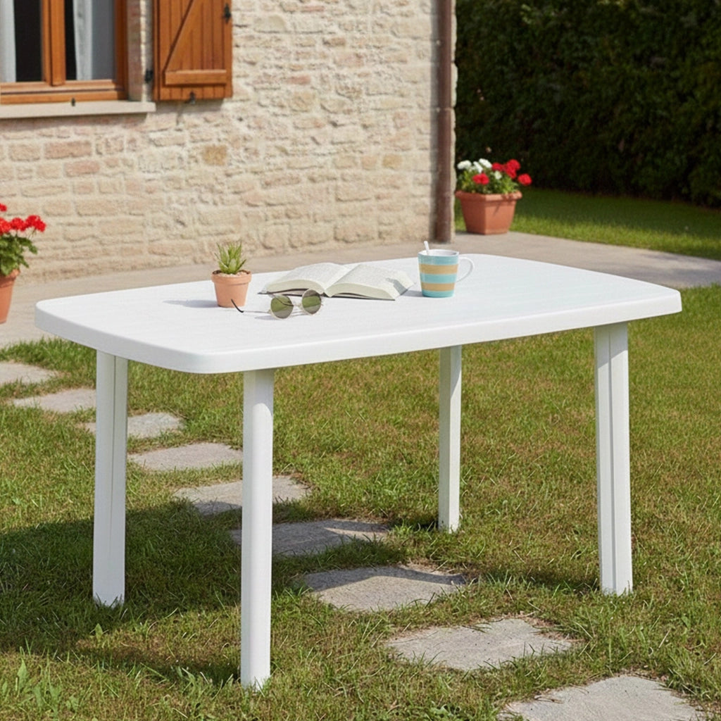 Greggs, Tavolo da Esterno 6 Posti Made in Italy, 137x85x72h cm Bianco