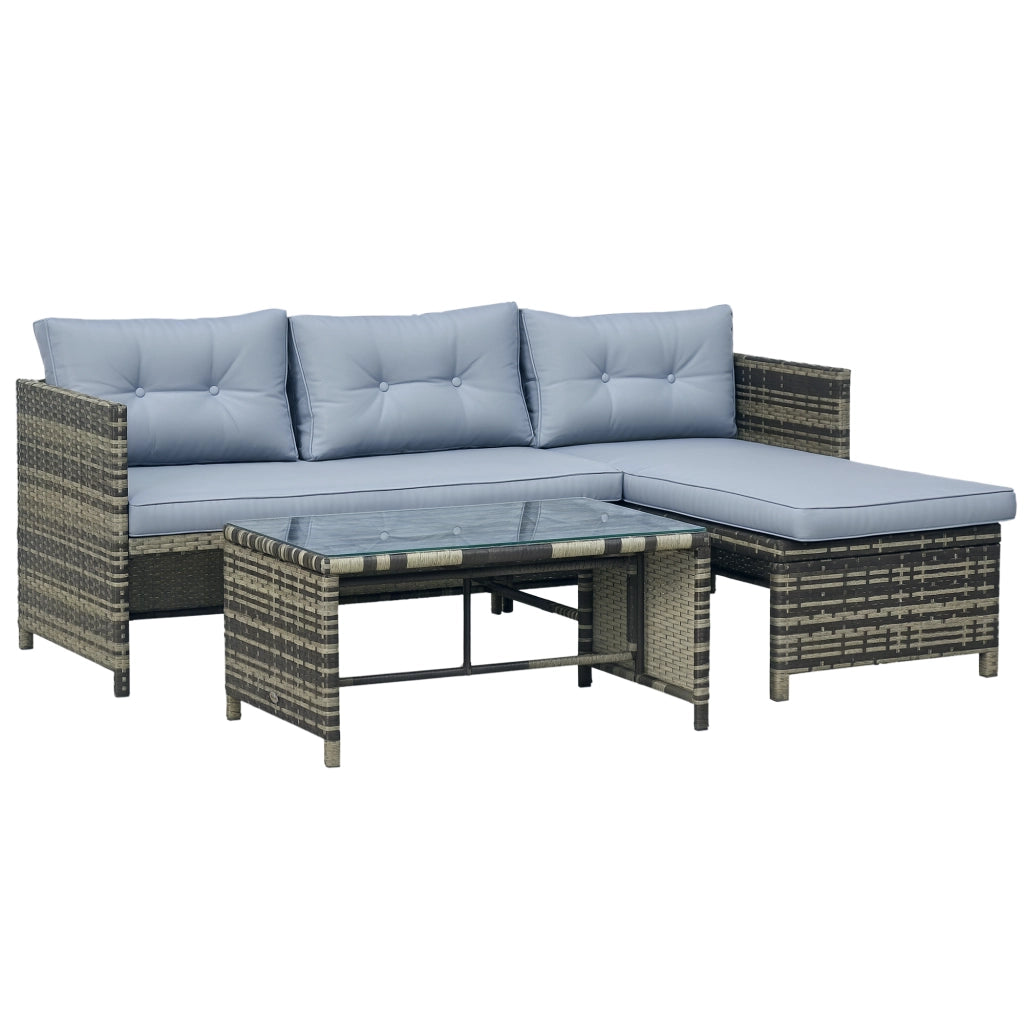 Set Salotto da Giardino ¨C Zephmum ¨C Grigio, Polyrattan, con Cuscini