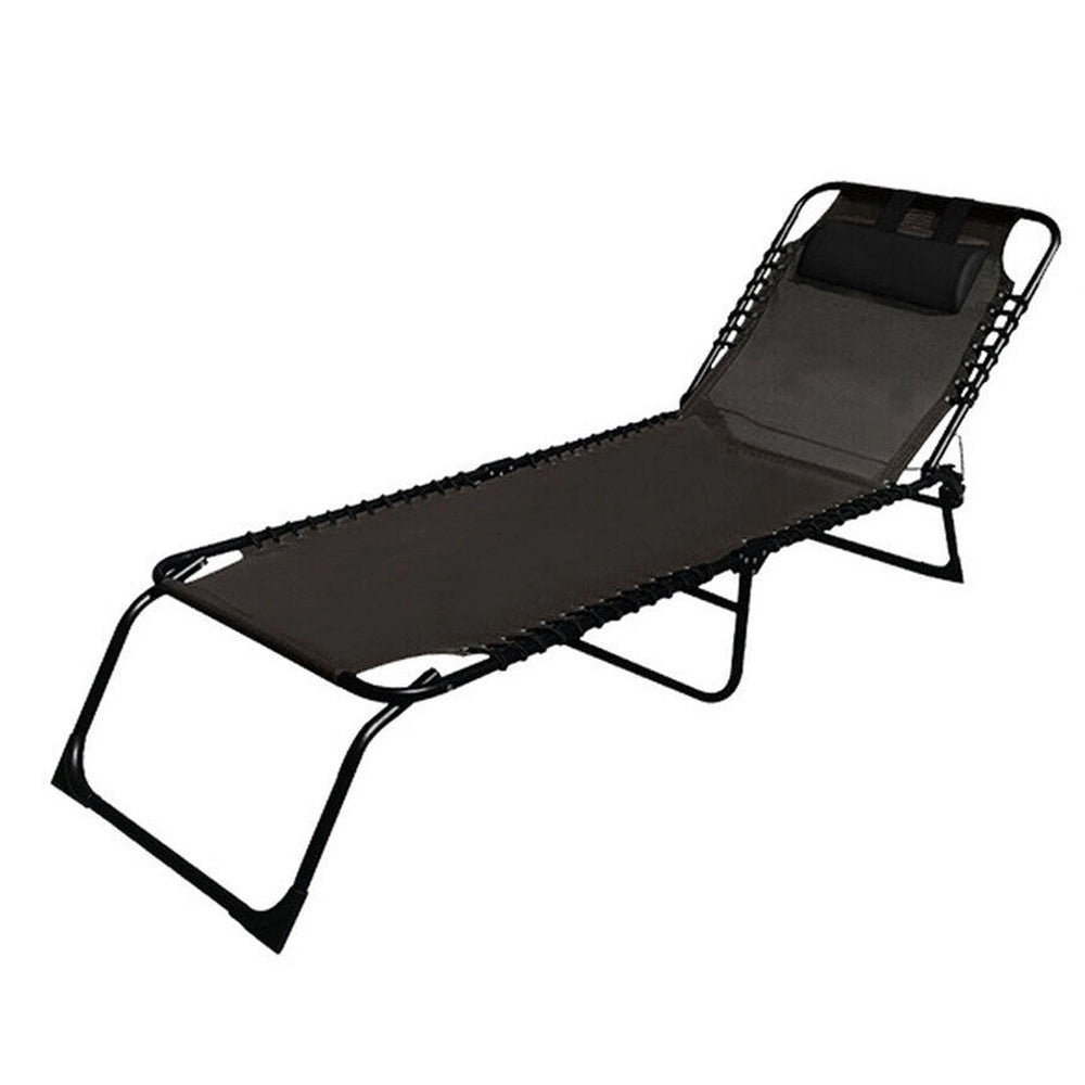 Trade Shop - Lettino Prendisole Sdraio Senza Parasole In Textilene Nero Reclinabile Giardino 483010 -