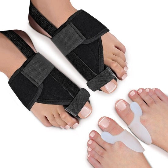 Correttore per Hallux Valgus - Inclusi 2 x Protezioni per Dita - Dimensione Universale - BPA libero - Fermo Notturno per Uomo/Donna - Comodo ed Efficace - Correttore per Hallux Valgus