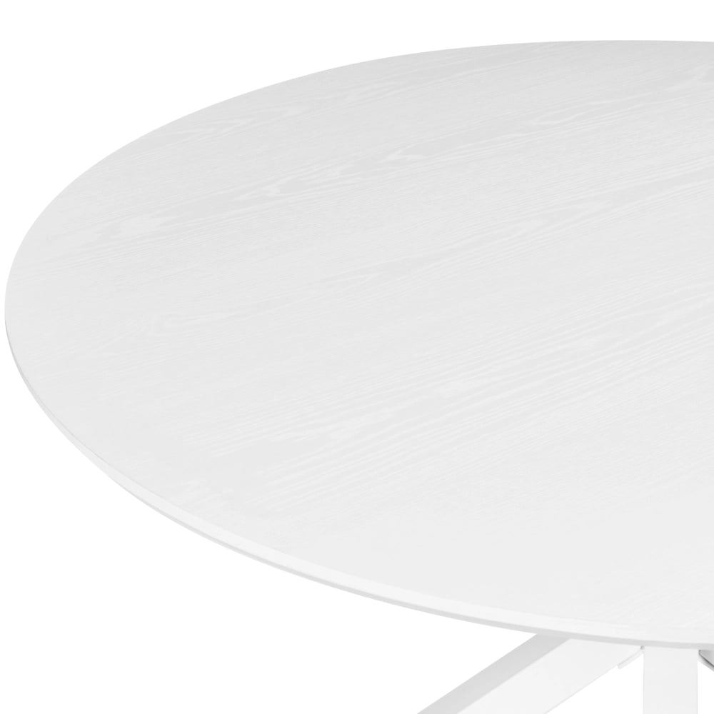 Tavolo da pranzo in MDF bianco con gambe in metallo ø 120 cm Design classico moderno