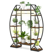 Scaffale porta piante in metallo 127 x 30 x 160 cm con 4 luci di coltivazione regolabili stile moderno metallo marrone 20_0013684