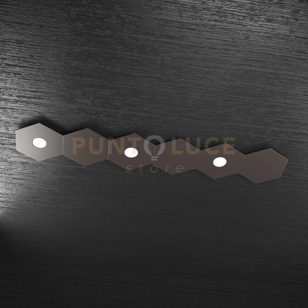 HEXAGON APPLIQUE-PLAFONIERA 3 LUCI + 3 DECORATIVO MARRONE 1142-3L3D-MA