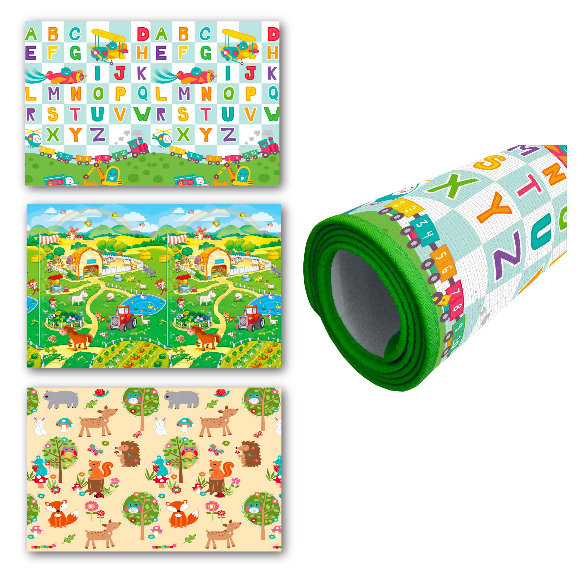 Tappeto Morbido per Bambini 150x120 cm Arrotolabile Multicolore