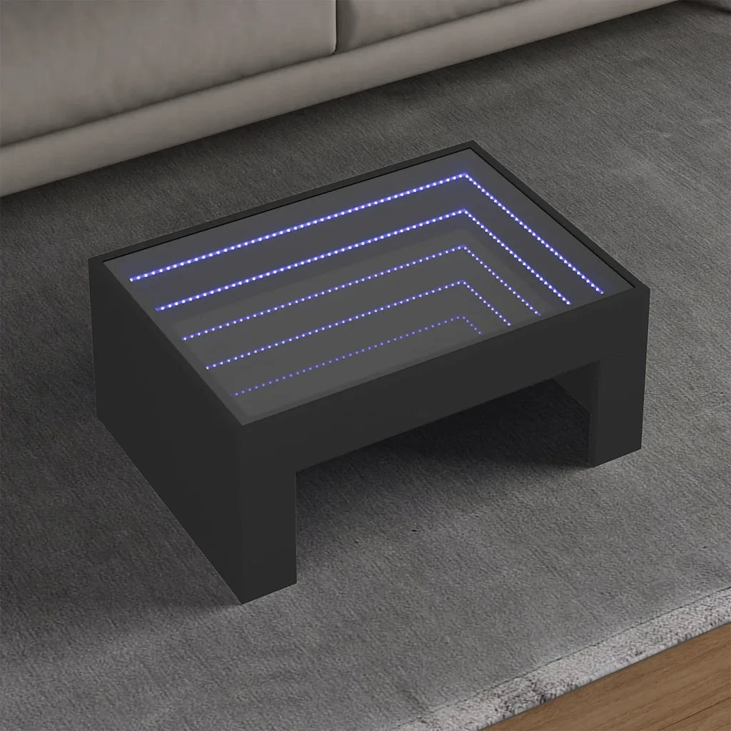 Tavolino da salotto | Tavolino da caff¨¨ | Tavolino da Soggiorno con LED Infinity Nero 70x50x30 cm